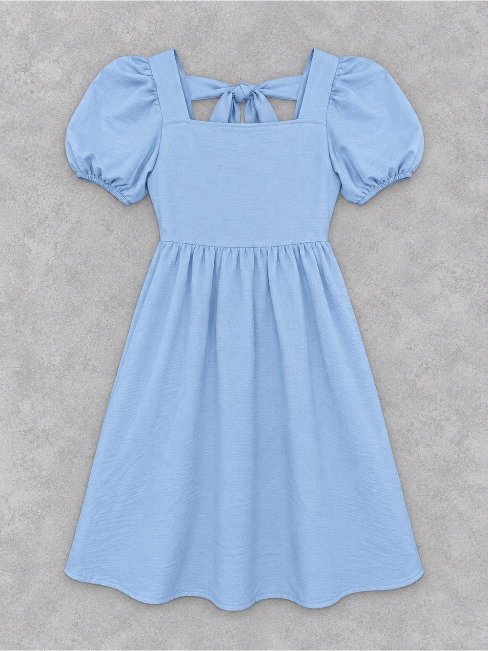 YOVION Girls Smocked Dress Puff Sleeve Tie Back Dress - Girls Dress Size 6-9YR